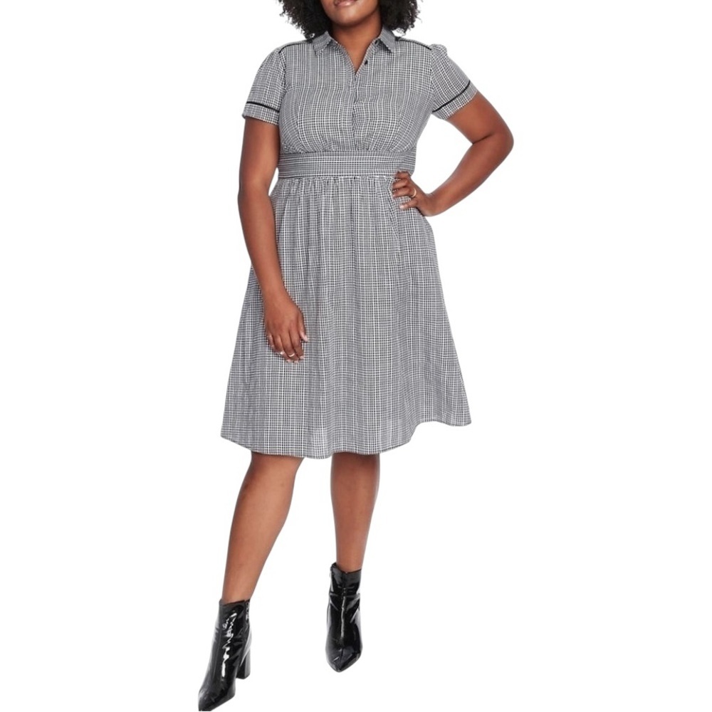 Nordstrom Court & Rowe Gingham Midi Dress Black & White Size 20W